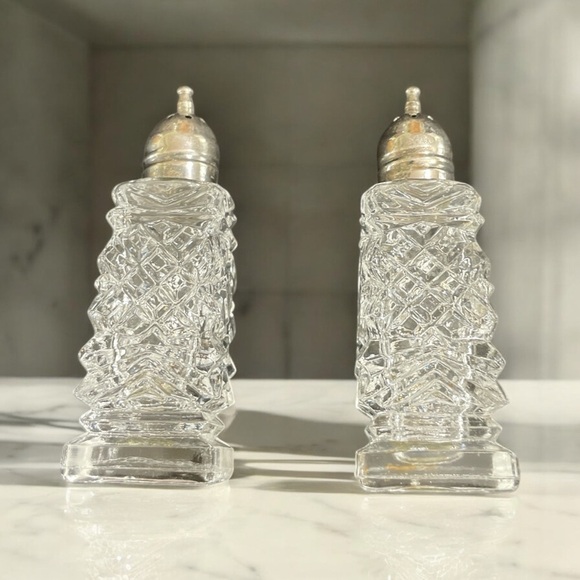Vintage Leonard Cut Glass Salt and Pepper Shakers - Picture 3 of 7